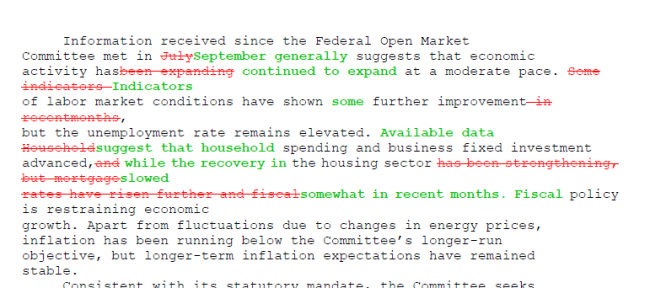 key changes in Fed statement