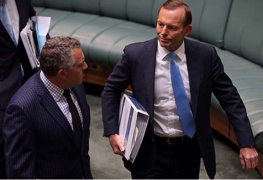 Australian PM Tony Abbott and Treasurer Joe Hockey 20 March 2014 