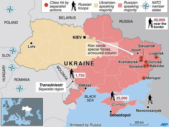 Map of Ukraine separatists