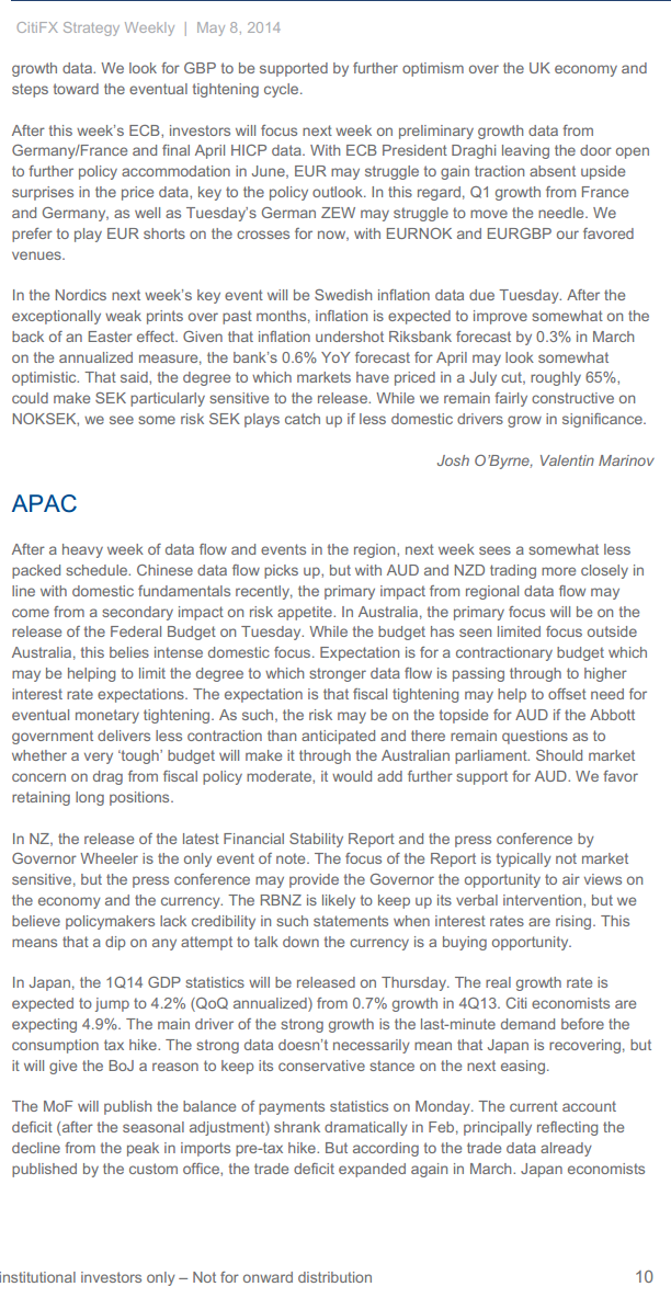 Citi FX strategy weekly 10