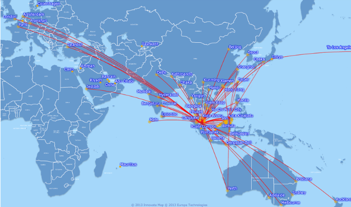 Flight path Malaysia Airlines