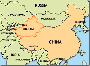 Xinjiang China map 22 September 2014