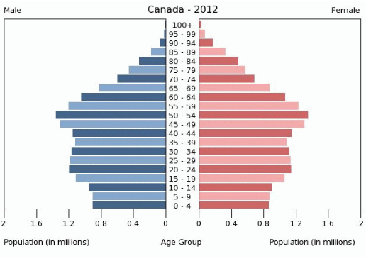 Canadian population pyramid 2013