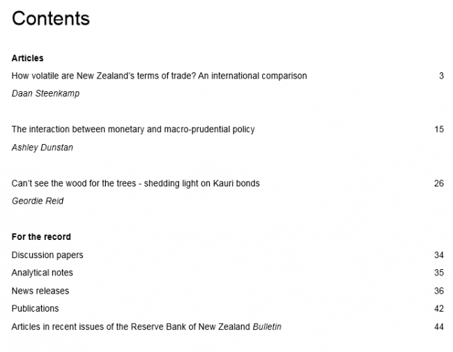 RBNZ Bulletin