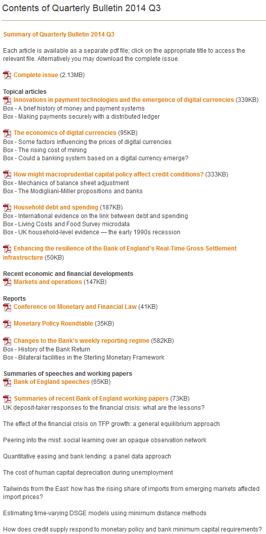 Bank of England Quarterly Bulletin 2014 Q3 16 September 2014