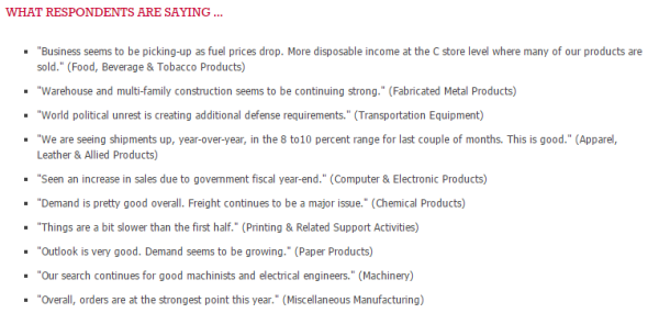 US ISM manufacturing comments 01 10 2014
