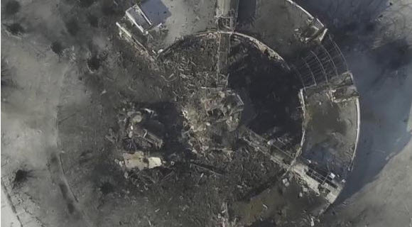 Ariel view of recent fighting at Donetsk Airport