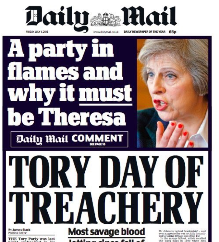 Daily Mail Backs Theresa May As Conservative Leader - 