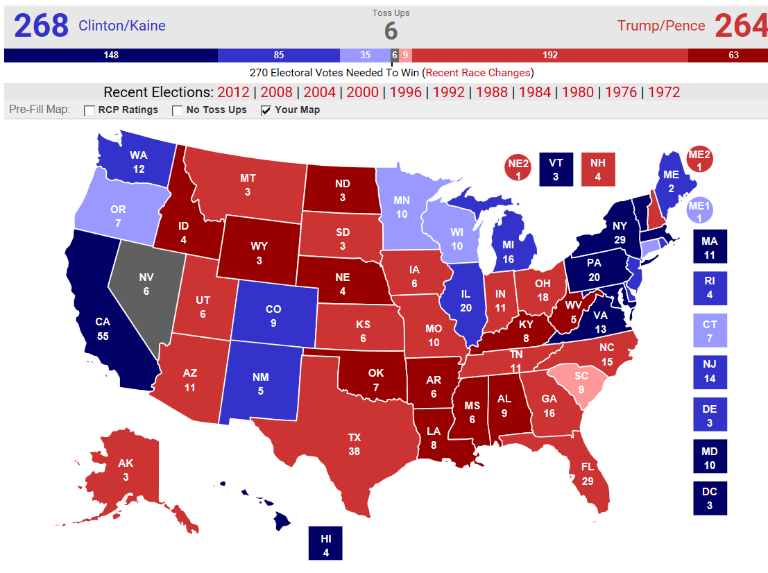 It's all down to Michigan and Nevada (Wisconsin too)