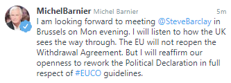 Tweet from the EU's Barnier: