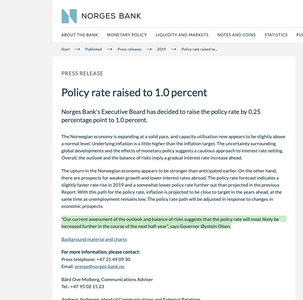 Central Bank policy