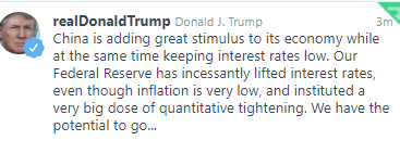 Trump tweets about the Fed