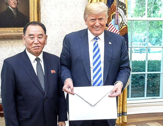 Trump received a letter from the No. Korean delegate from Kim Jung Un