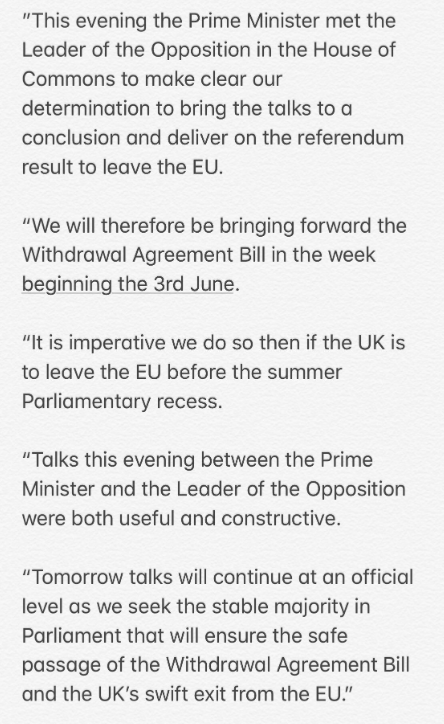 Comment from May's spokesperson: