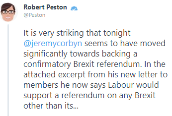 Comments from ITV's Robert Peston: