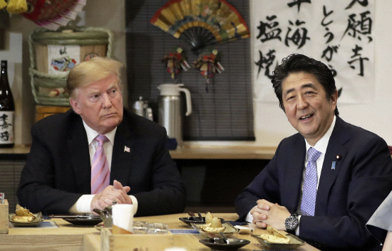 Japanese Prime Minister Abe Shinzo is hosting US President Trump 