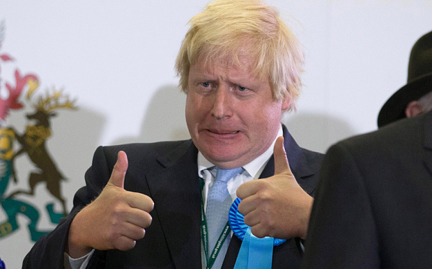 uk PM Johnson thumbs up 