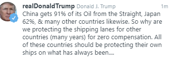 Trump tweets about oil and the 'straight'
