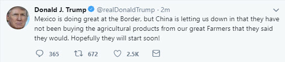 Pres. Trump tweeting on China