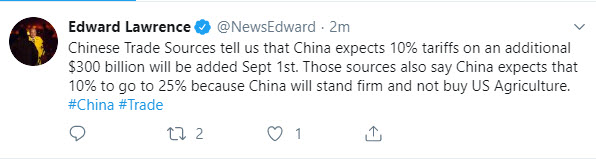 According to Edward Lawrence of Fox news _as per Chinese trade sources