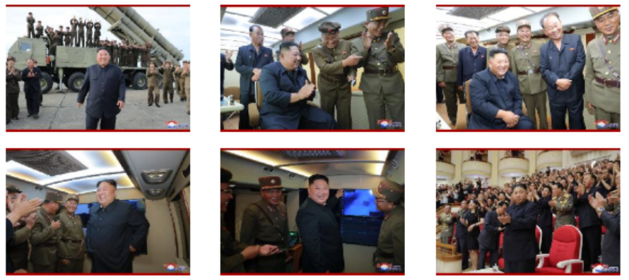 The (local) front page from the KCNA website, the section Kim Jong Un,  features five (of six) pictures related to missile launches: