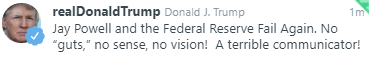 Trump tweets on the Fed