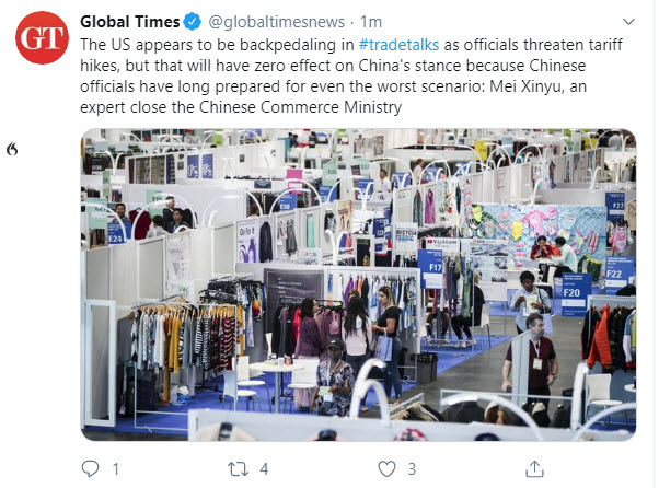 Tweet from the China Global Times_