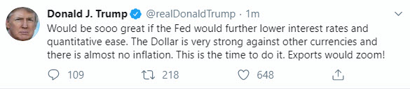 Pres. Trump tweets for the Fed to cut