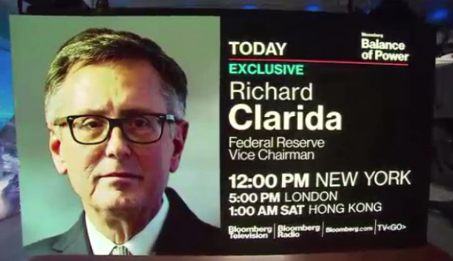 Fed vice chair Clarida to appear on Bloomberg TV