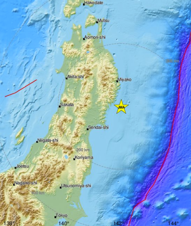 Magnitude 6.2 via ESMC report, depth of 66km