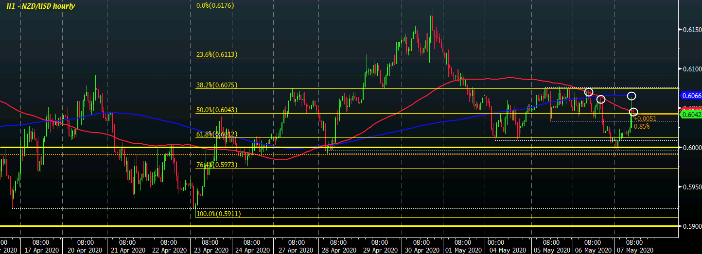 NZD/USD gains limited by key nearterm levels for now