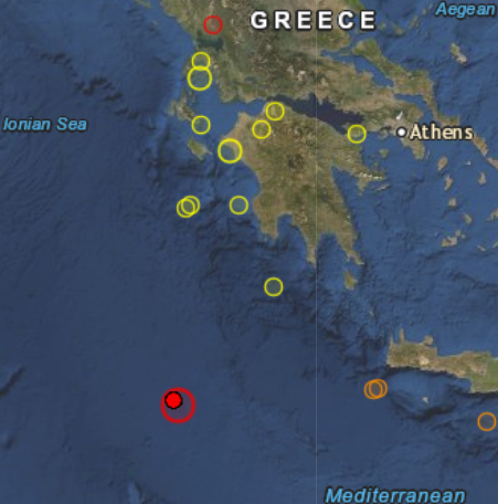 Earthquake in the Mediterranean Sea Athens Greece