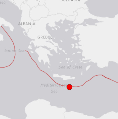 473 km S of Athens, depth 14km