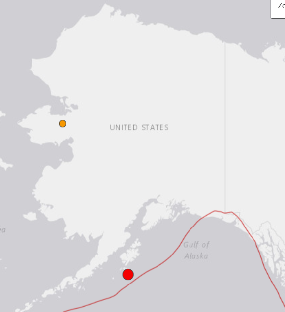 Quake struck 100 km SSE of Akhiok, Alaska