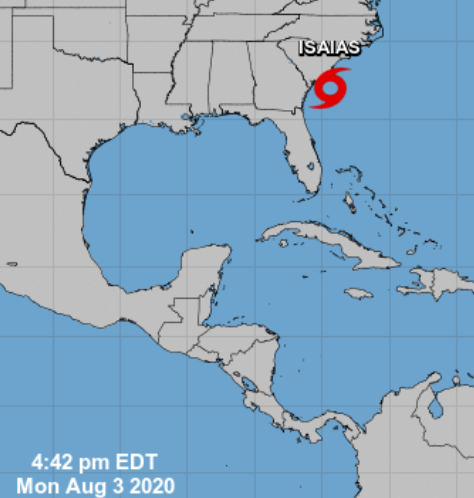 The US' National Hurricane Center says Isaias has regained hurricane strength