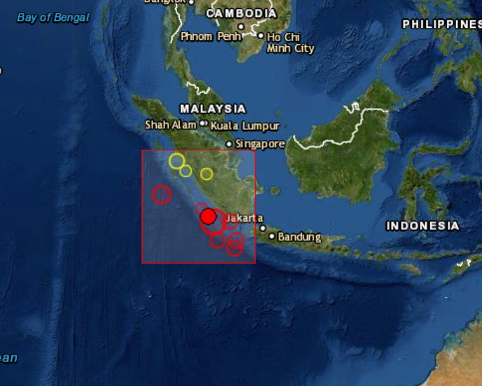 Earthquake southern Sumatra at a depth of 40km