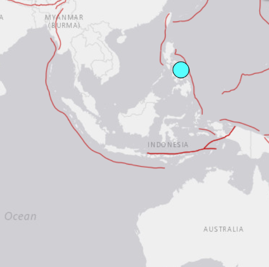A magnitude 6.9 quake reports USGS, 14 km NE of San Pedro, Philippines