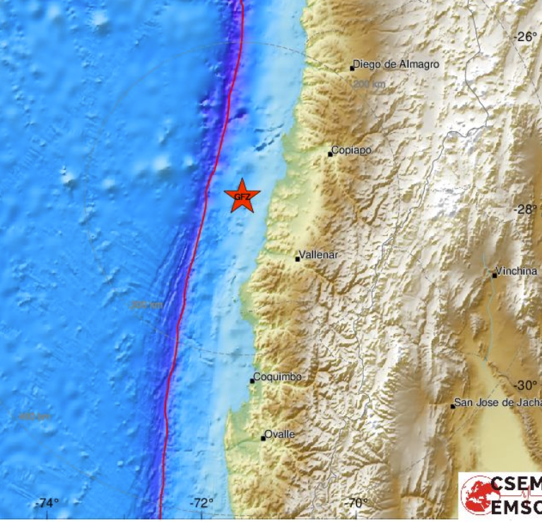 EMSC report on a magntidue 6.5 quake Chile
