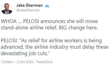 Pelosi comment misinterpreted by the market
