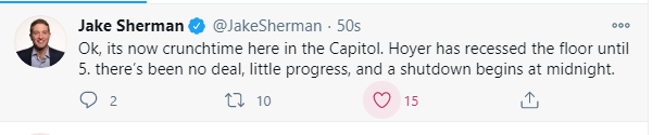 Jake Sherman from Politico.  Calm before the storm?