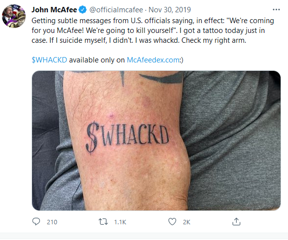 McAfee  "if I kill myself I didn't." 