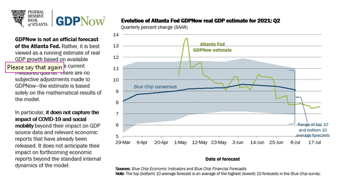 Atlanta Fed GDP forecasts for 2Q_