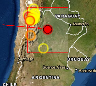 An M5.6 quake 184 km NNE of Santiago del Estero, Argentina